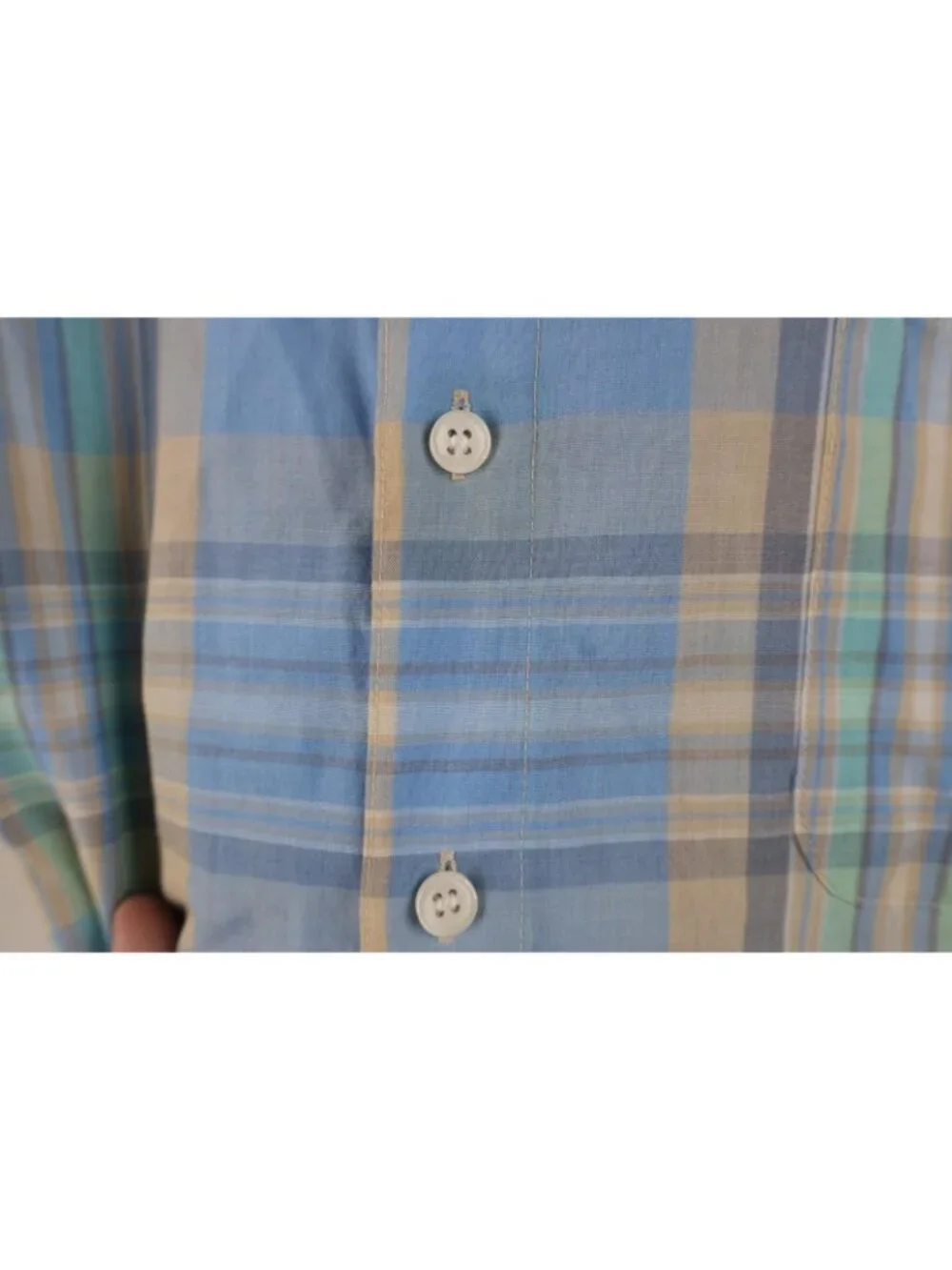 Vintage 80s 90s Levis Mens XL Faded Madras Plaid Collared Button Down Shirt